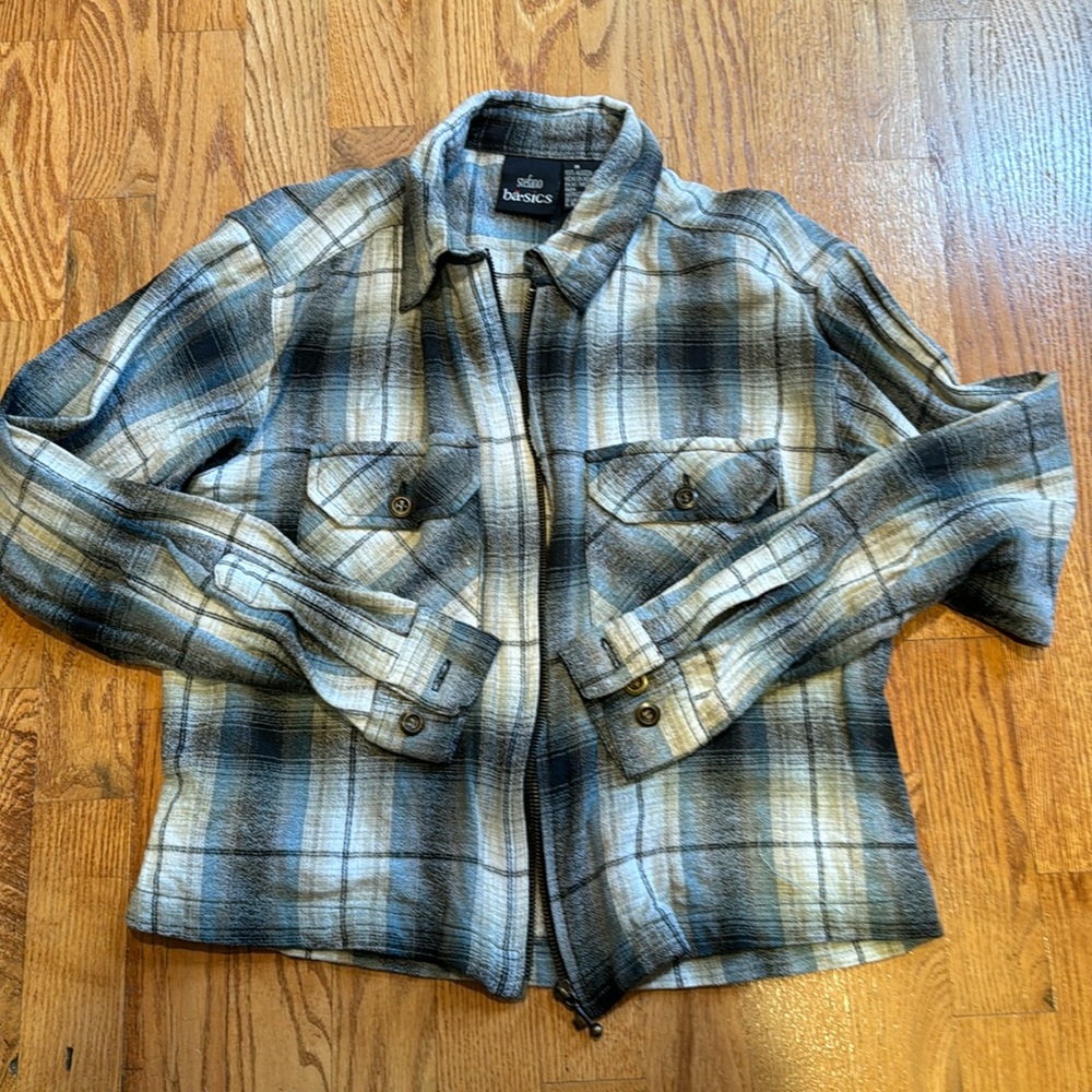 Stefano basics 100% cotton vintage zip up crop flannel size M